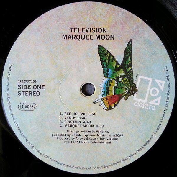  Rare 1977 Television Marquee Moon LP White Label